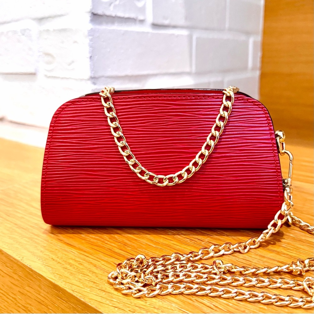 Louis Vuitton Authentic Vintage Custom Red Epi Dauphine PM Crossbody Bag